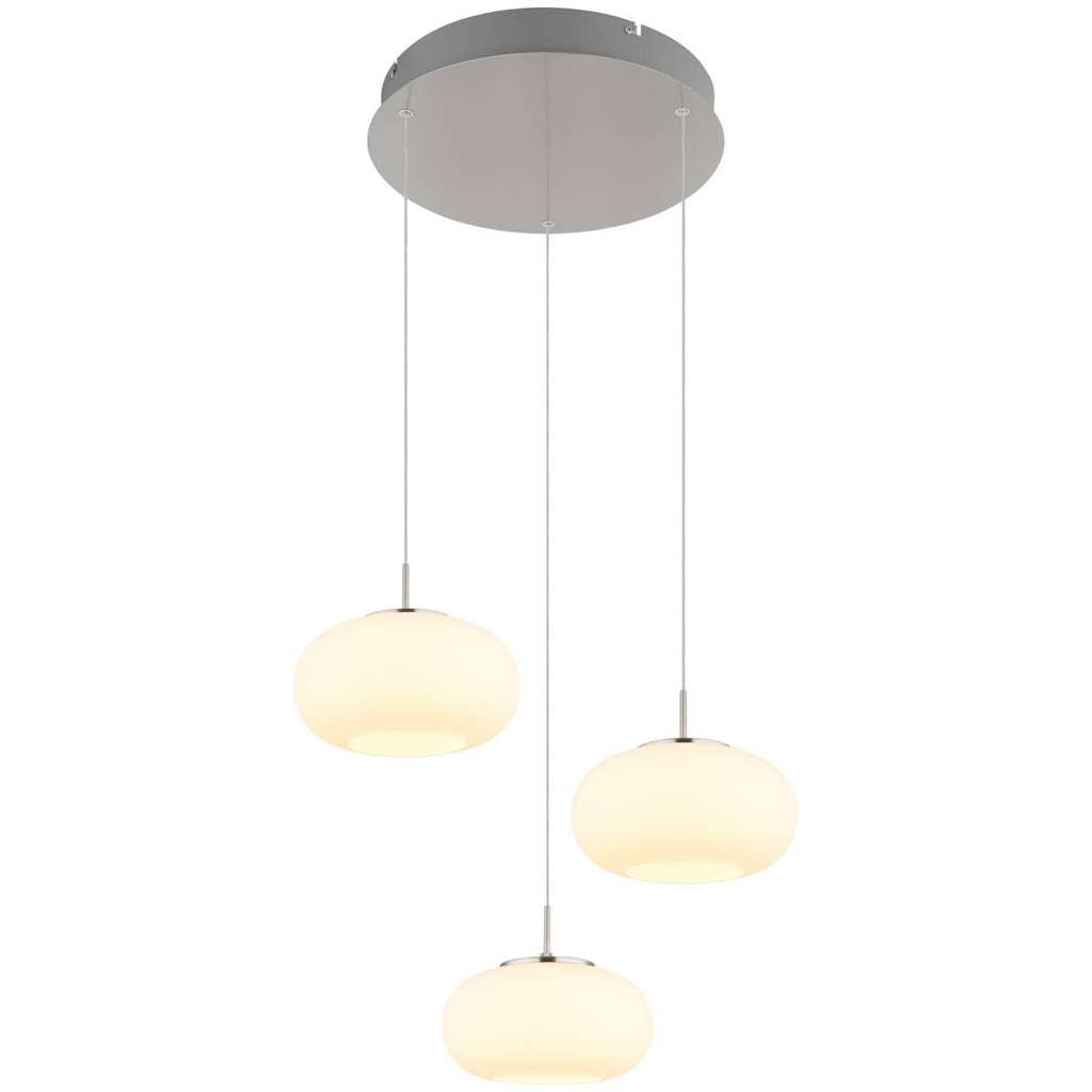 GLOBO LED-Pendelleuchte nickel matt transparent Opal Glas Metall H/D: ca. 150x49 cm 1 Brennstellen