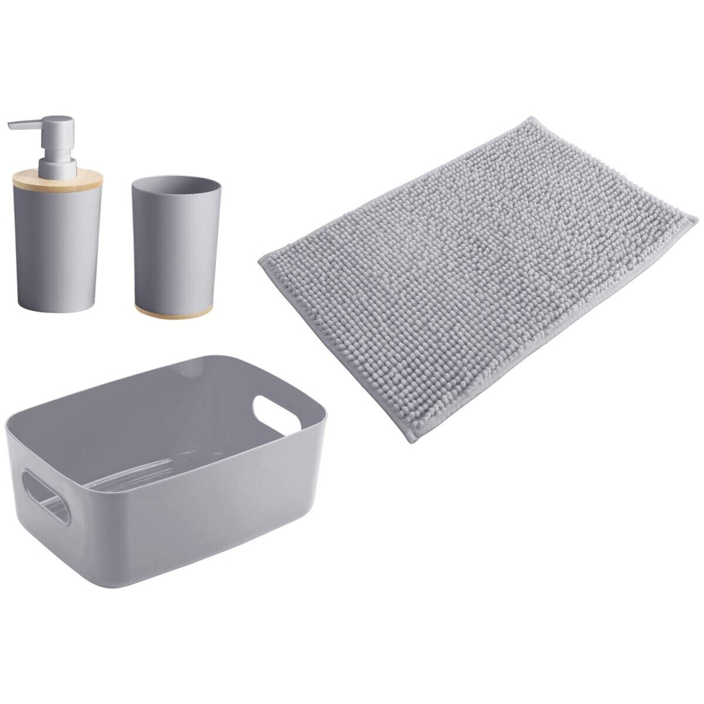 Sensation Bad-Set grau natur Kunststoff Bambus
