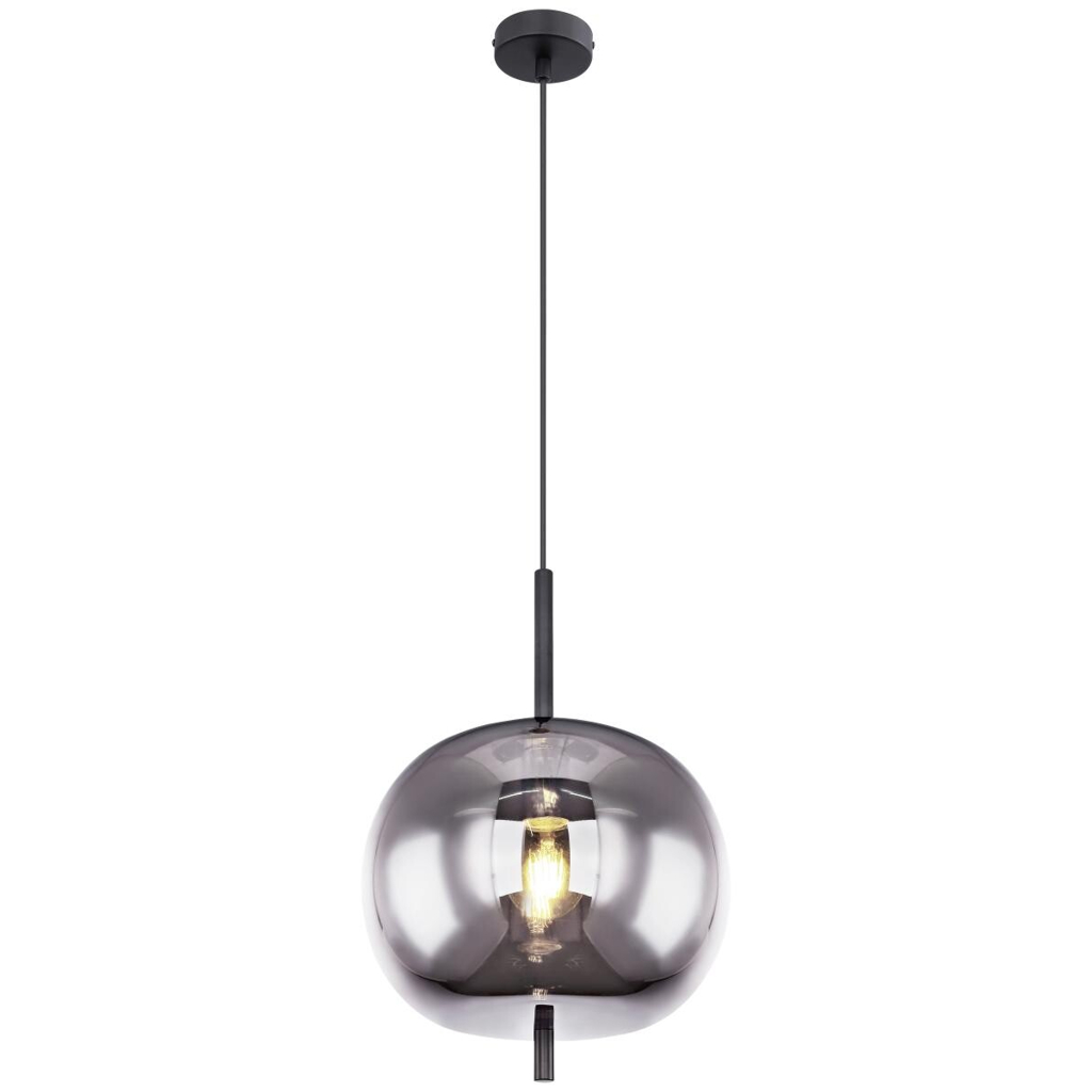 GLOBO Pendelleuchte Blacky schwarz Metall Rauchglas H/D: ca. 120x30 cm E27 1 Brennstellen