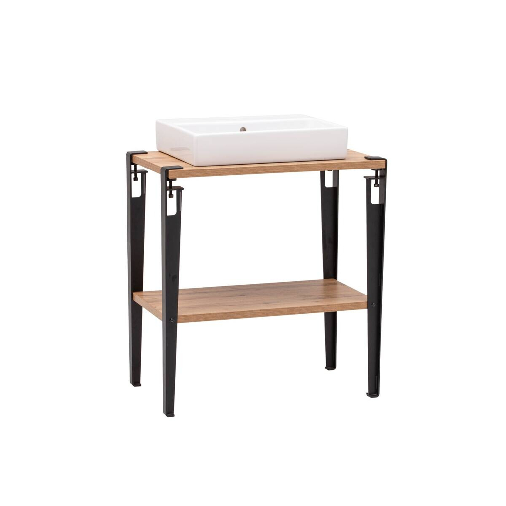 Waschbeckenunterschrank Tonder Eiche Nachbildung schwarz B/H/T: ca. 71x86,1x45 cm