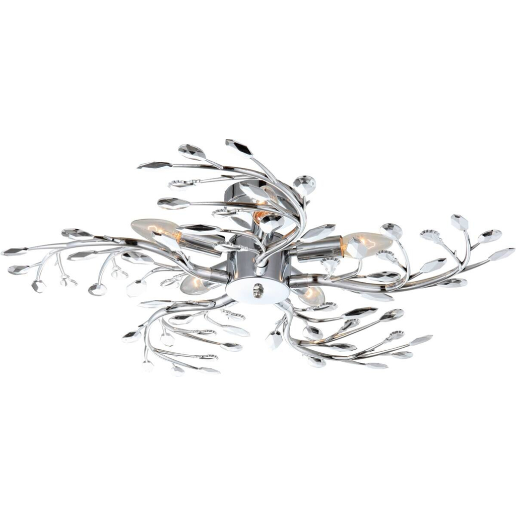 GLOBO Deckenleuchte Flasch Chrom Metall H/D: ca. 16x65 cm E14 5 Brennstellen