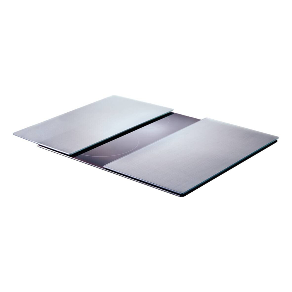 Zeller Herd-/Schneideabdeckplatten-Set Metall silber Glas B/H/L: ca. 30x0,8x52 cm
