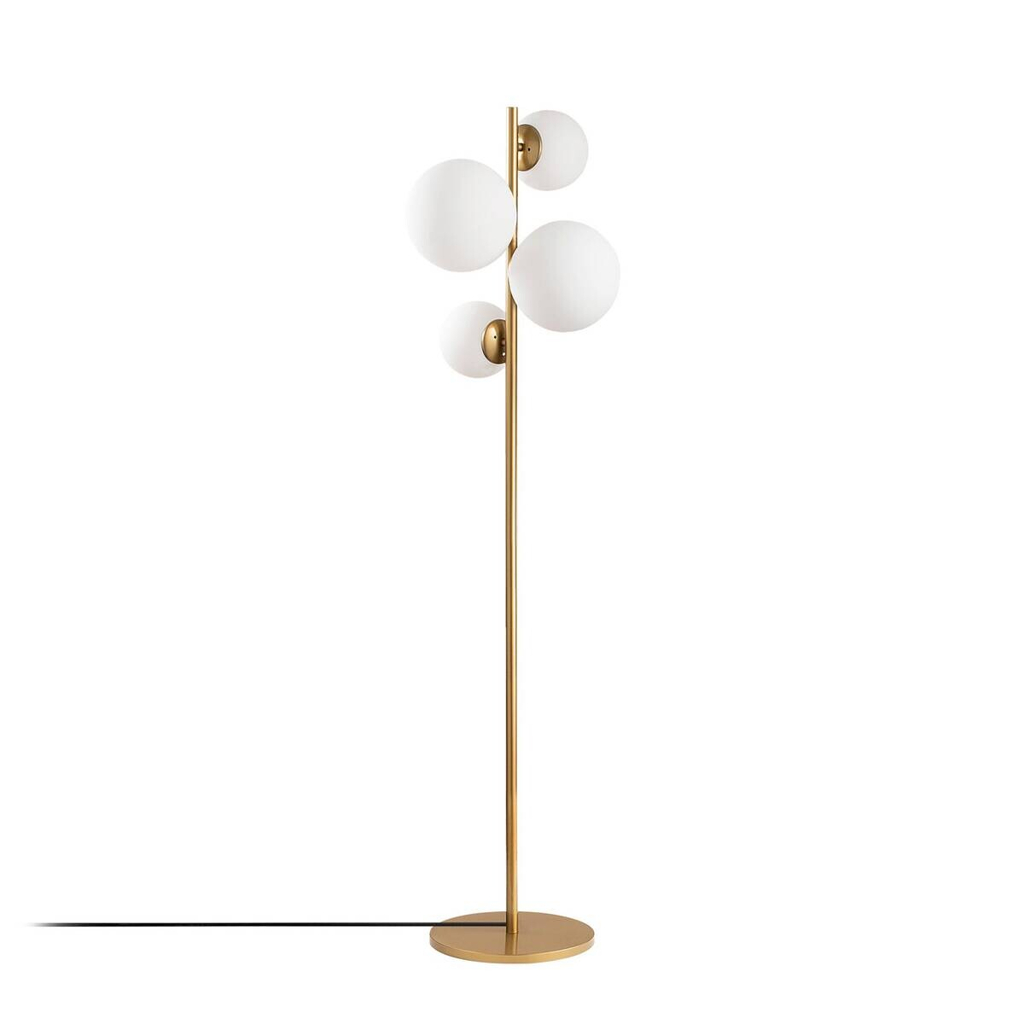 Opviq Stehlampe gold Glas Metall B/H/T/L/D: ca. 33x162x33x33x33 cm E14 4 Brennstellen