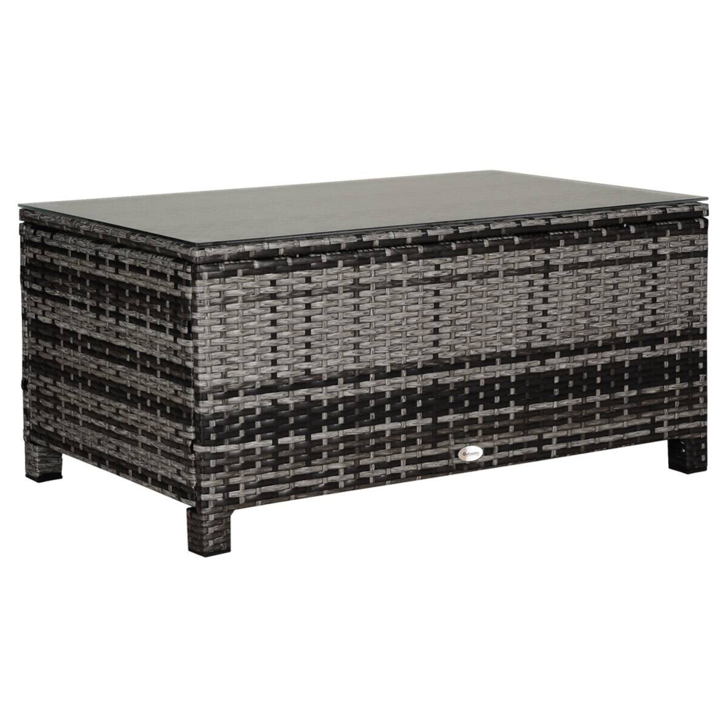 Outsunny Beistelltisch grau Polyrattan B/H/L: ca. 50x85x39 cm