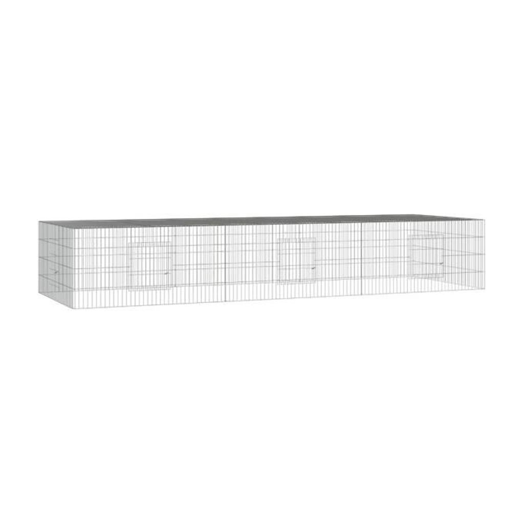 vidaXL Kaninchenkäfig silber Eisen B/H/L: ca. 109x54x325 cm