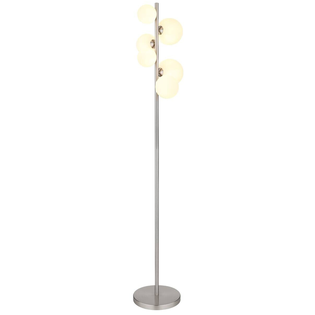 GLOBO Stehlampe nickel matt Metall B/H/T: ca. 28x155x29,5 cm G9 6 Brennstellen
