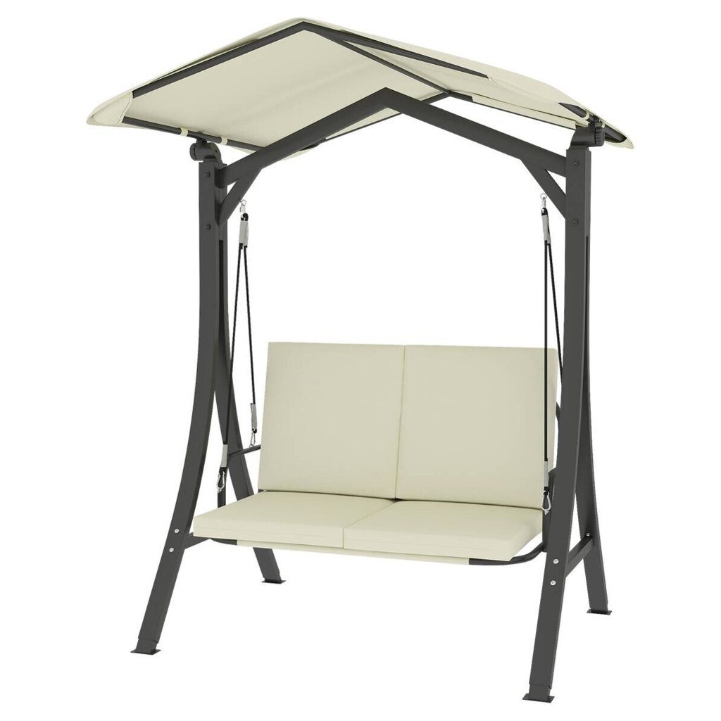 Outsunny Hollywoodschaukel cremeweiß Metall B/H/L: ca. 120x182x150 cm
