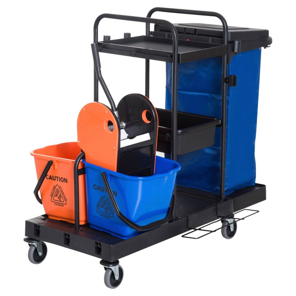 HOMCOM Putzwagen schwarz Metall B/H/L: ca. 63x103x111 cm