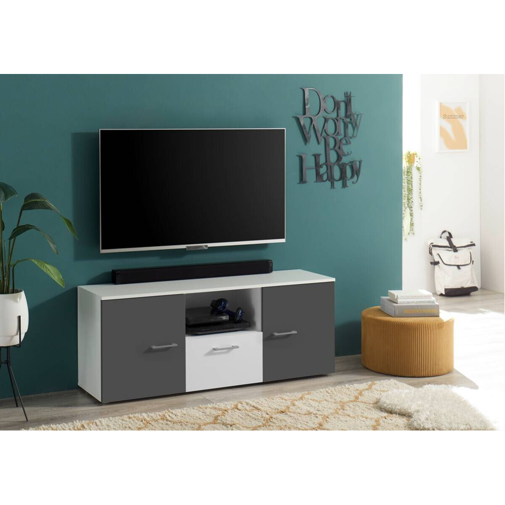 TV-Board Alex weiß Graphit B/H/T: ca. 135x54x37 cm