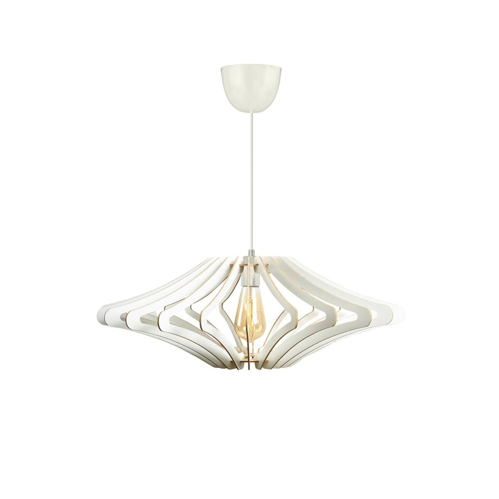 Opviq Pendelleuchte weiß MDF B/H/T/L/D: ca. 47x55x47x47x47 cm E27 1 Brennstellen