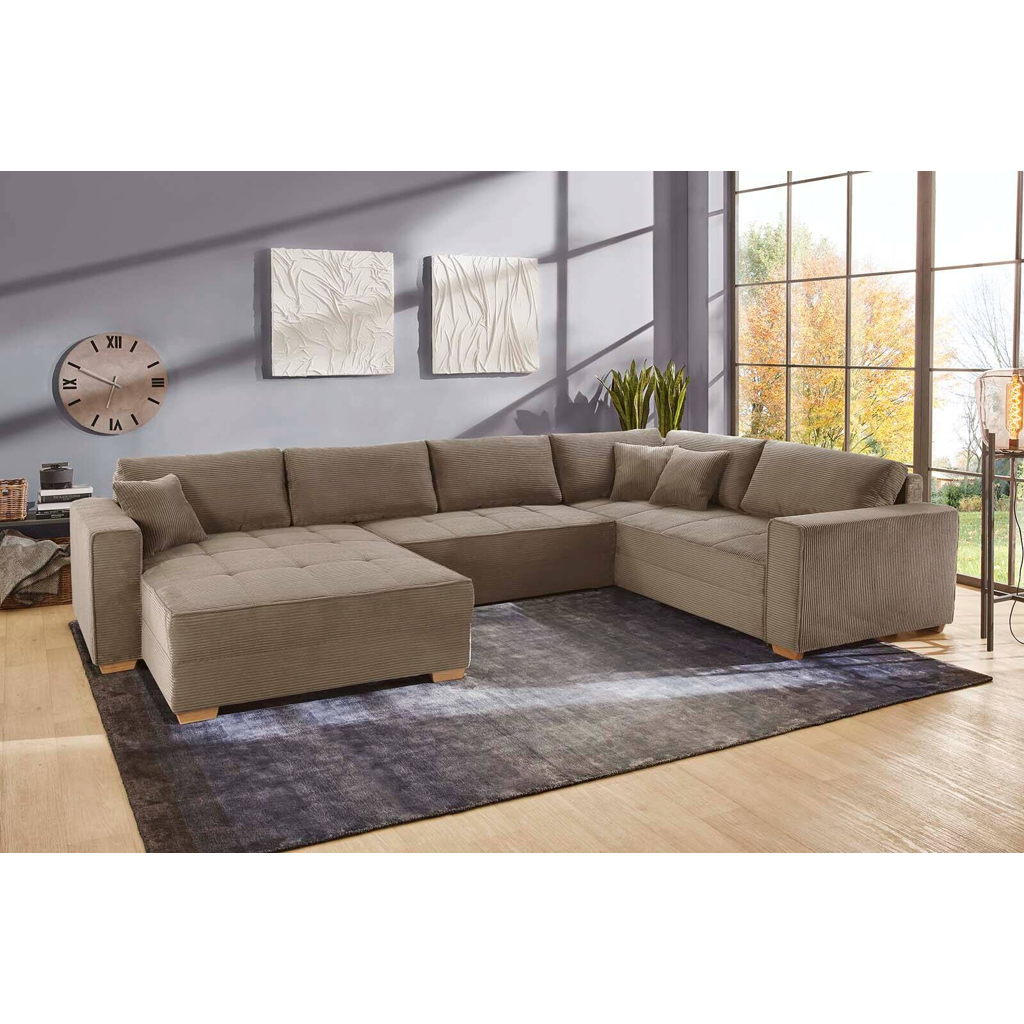 Wohnlandschaft taupe Microfaser B/H/T: ca. 379x86x227 cm
