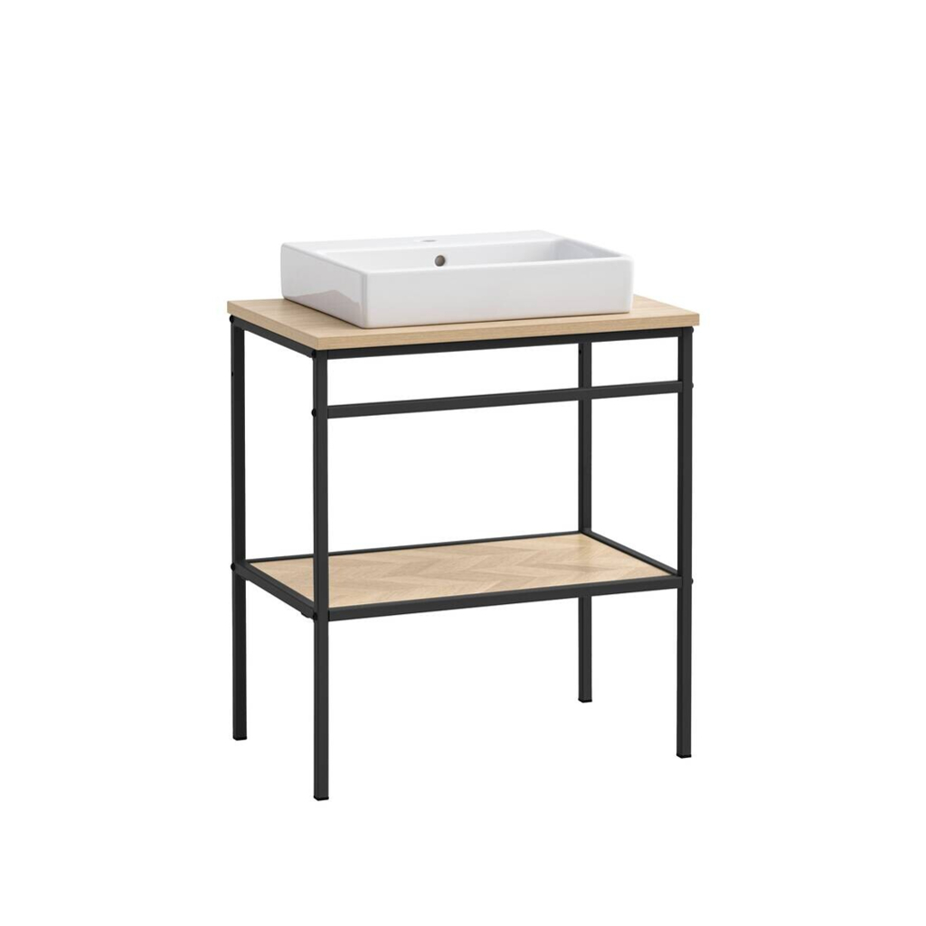 Waschbeckenunterschrank Lorna Eiche Nachbildung schwarz B/H/T: ca. 70x89,2x45 cm