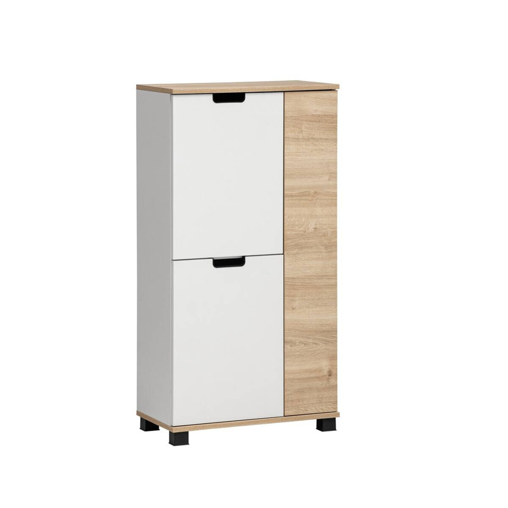 Highboard Emmik weiß matt Eiche Eiche weiß Nachbildung B/H/T: ca. 59,8x116,9x32,6 cm