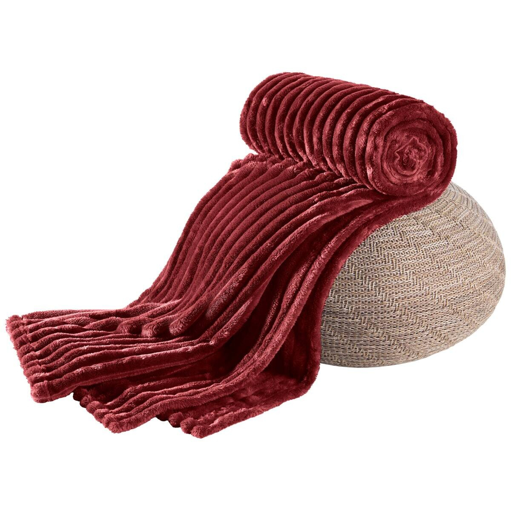 Flanelldecke Cashmere touch weinrot Polyester B/L: ca. 150x200 cm