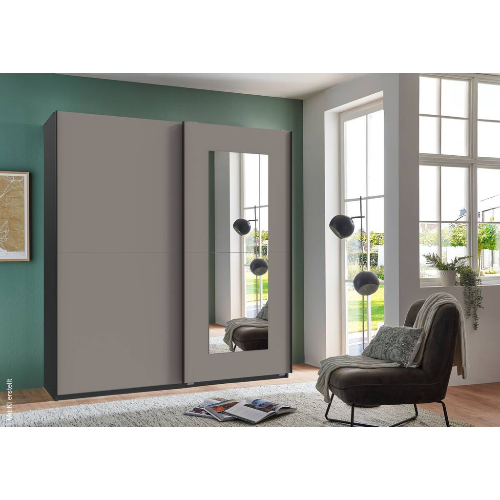 Schwebetürenschrank Dunen Sahara grau B/H/T: ca. 180x198x65 cm