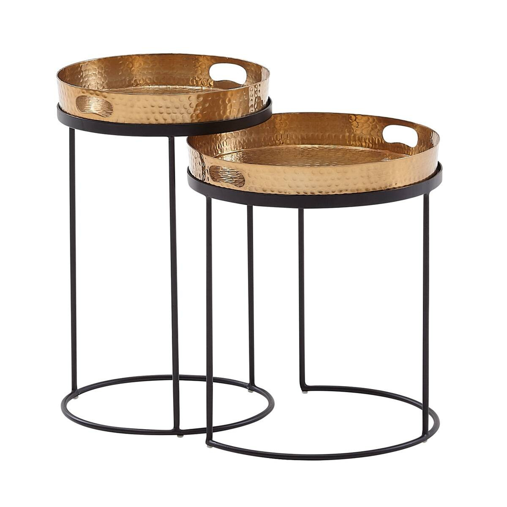 Beistelltisch 2er-Set. gold Metall B/H/T: ca. 38x45x38 cm