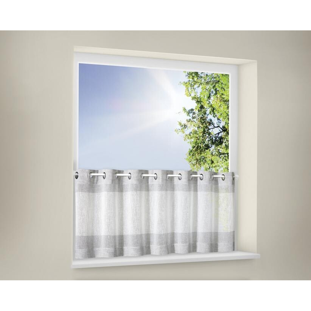 Happy Home Scheibengardine Streifen grau B/L: ca. 140x50 cm