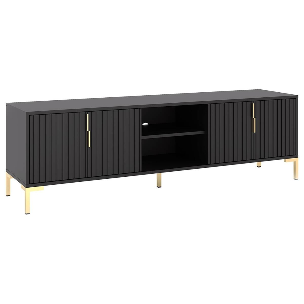 TV-Lowboard FLINN schwarz matt gold Optik B/H/T: ca. 165x50x40 cm