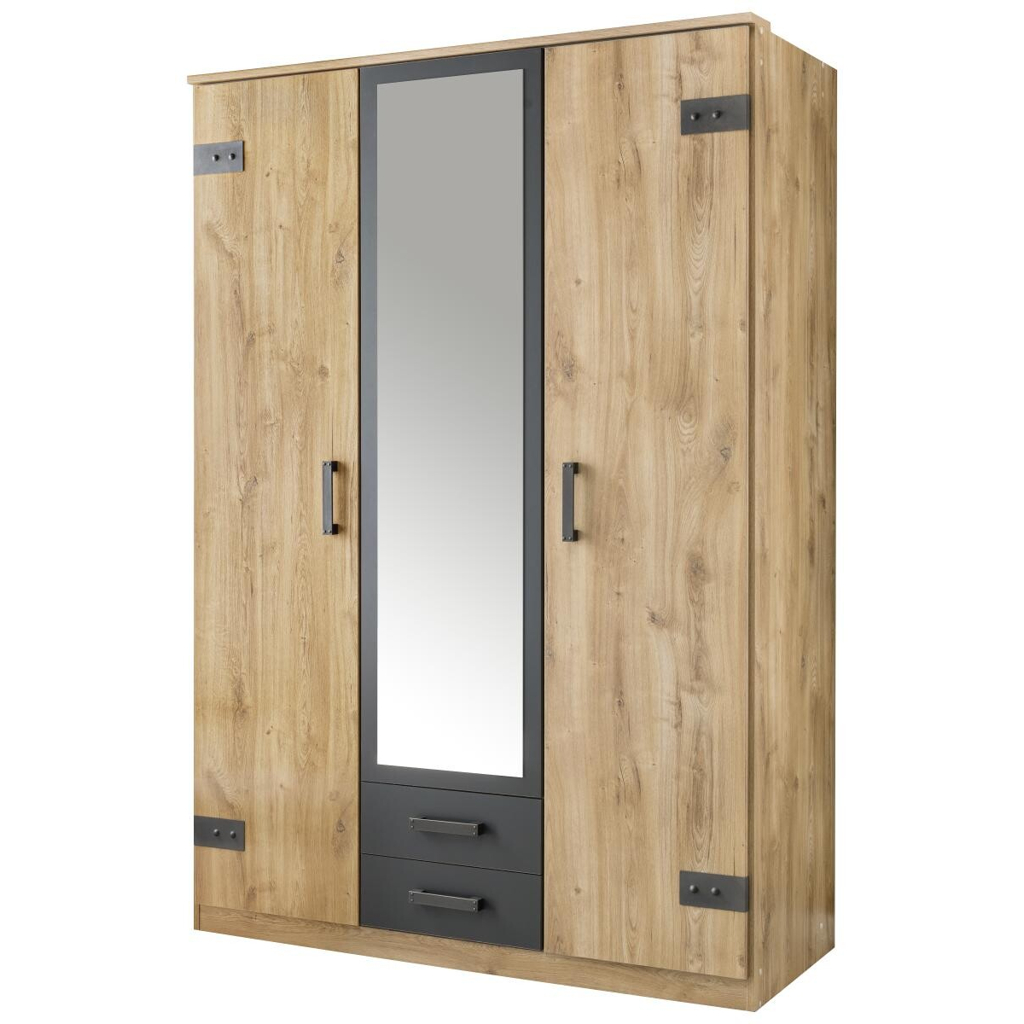 Kleiderschrank Cork Eiche Nachbildung Graphit B/H/T: ca. 135x199x58 cm
