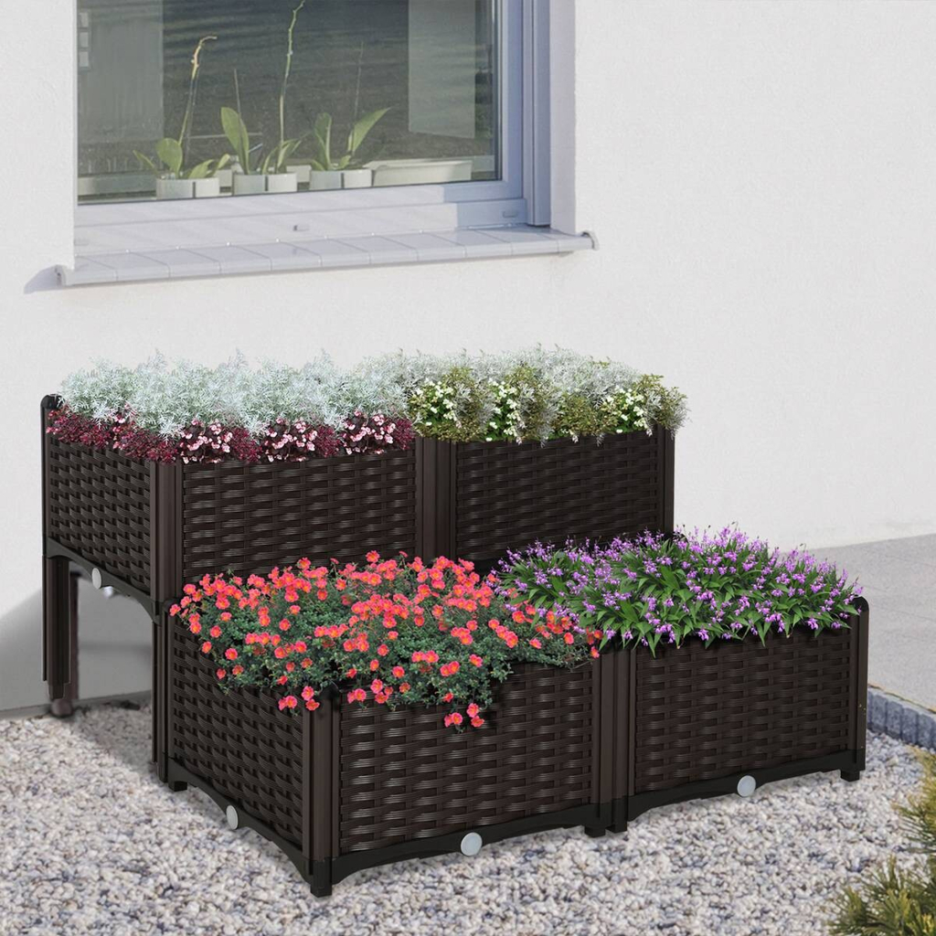 Outsunny Hochbeet dunkelbraun Polypropylen B/T: ca. 80x40 cm
