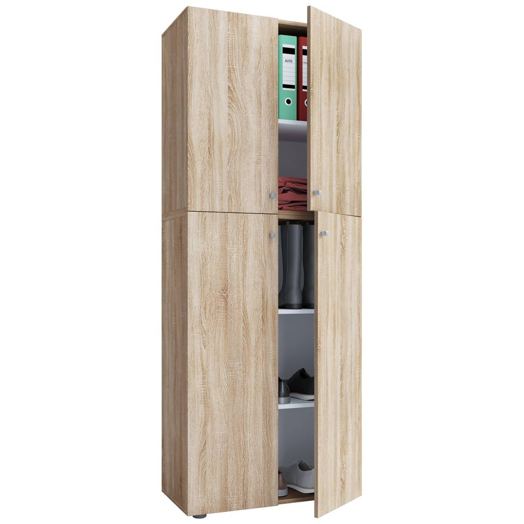 Schuhschrank Lona XXL Eiche Sonoma Nachbildung weiß B/H/T: ca. 70x182x39 cm