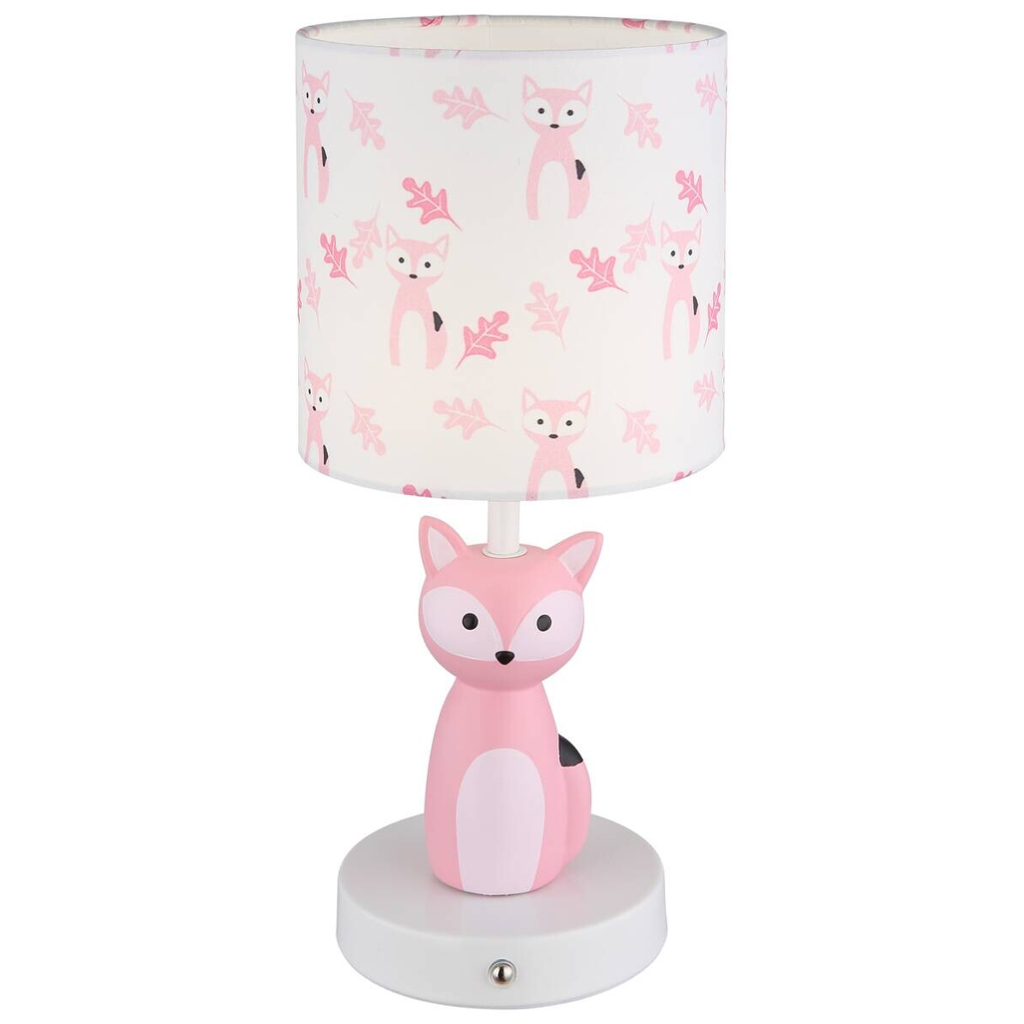 GLOBO Tischleuchte pink weiß Textil Metall Keramik H/D: ca. 33,5x15 cm 1 Brennstellen
