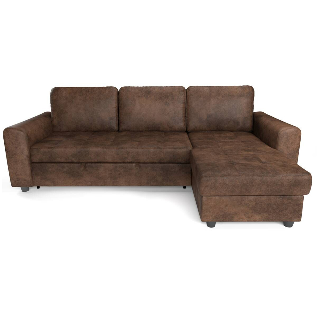 Ecksofa mit Bettfunktion und Bettkasten hellbraun Microfaser B/T: ca. 245x155 cm