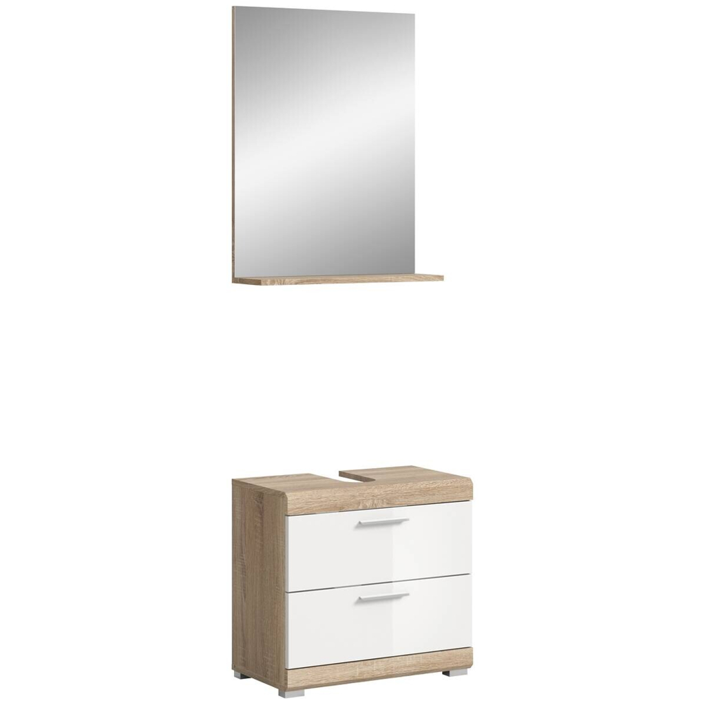 Badezimmer-Set Lambada Eiche Sonoma Nachbildung weiß Hochglanz B/H/T: ca. 60x191x37 cm