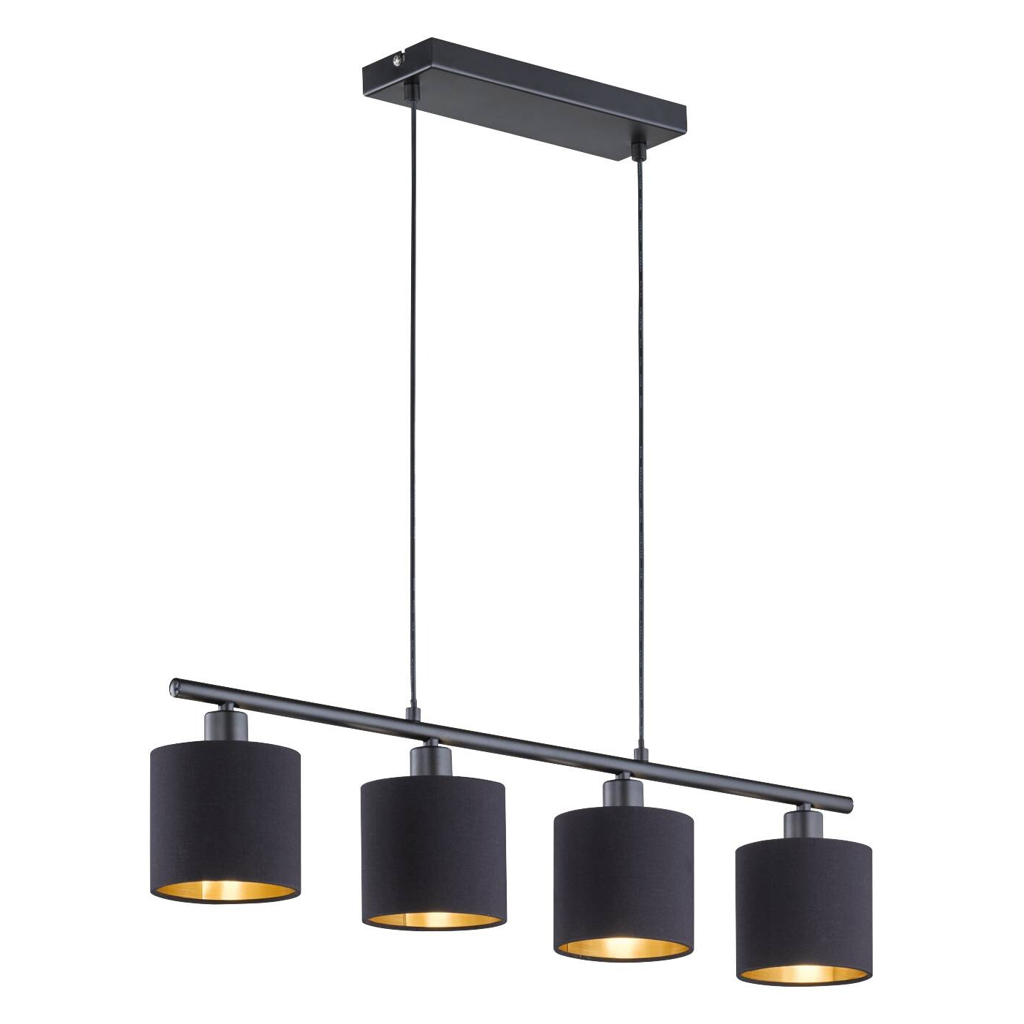 Reality Pendelleuchte Tommy schwarz mattschwarz Metall Stoff B/H: ca. 75x150 cm E14 4 Brennstellen