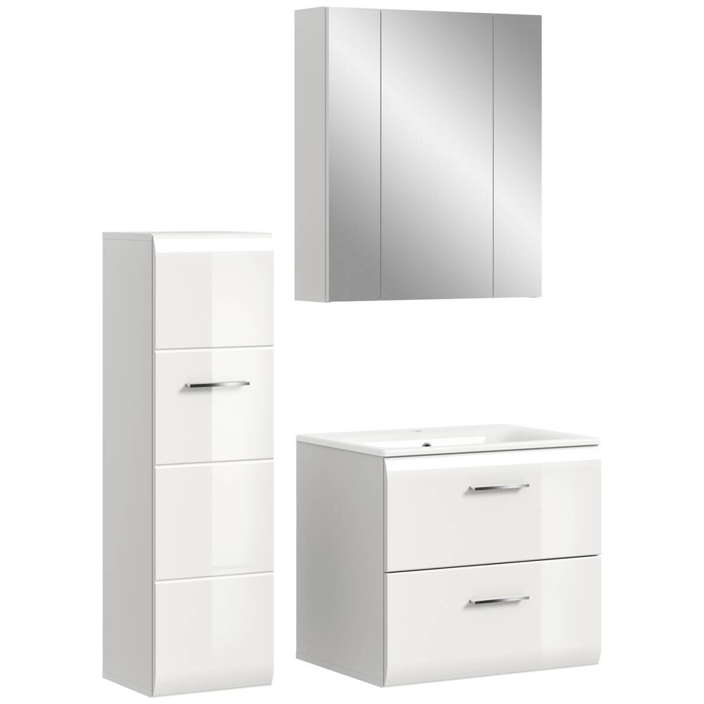 Badezimmer-Set Ice weiß weiß Hochglanz B/H/T: ca. 105x185x46 cm