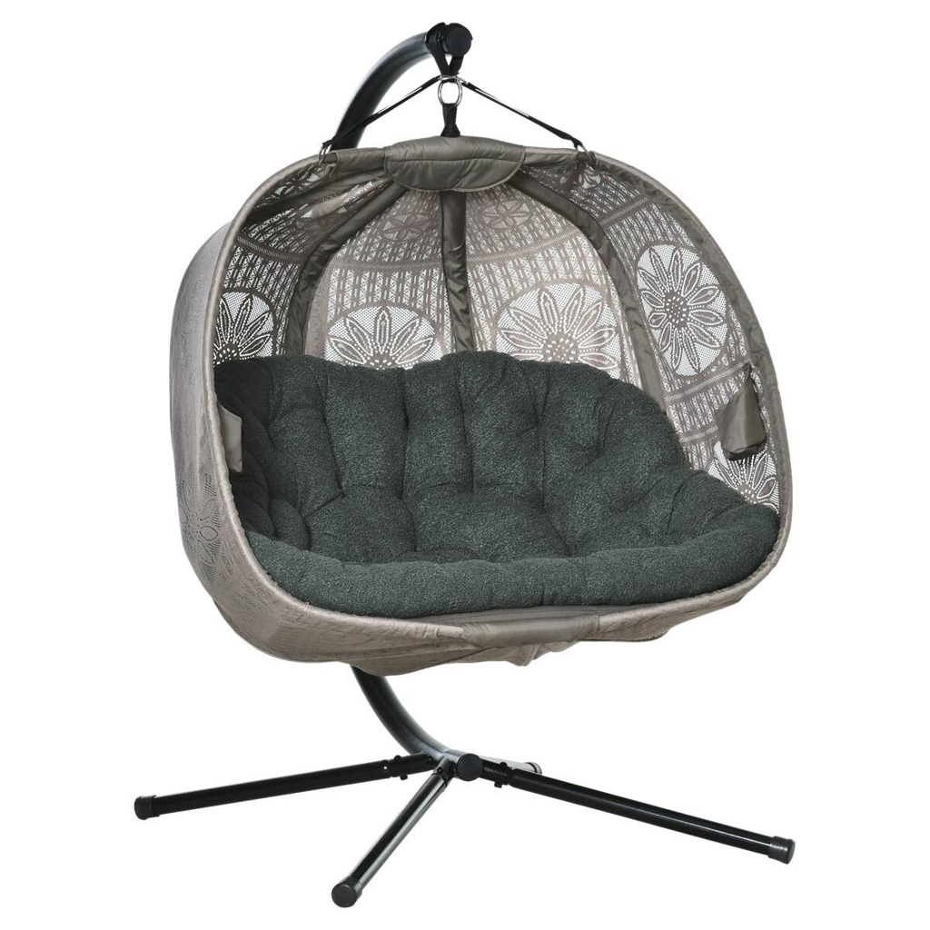 Outsunny Hängesessel mit zwei Sitzplätzen schwarz Polyester B/H/L: ca. 126x172x132 cm