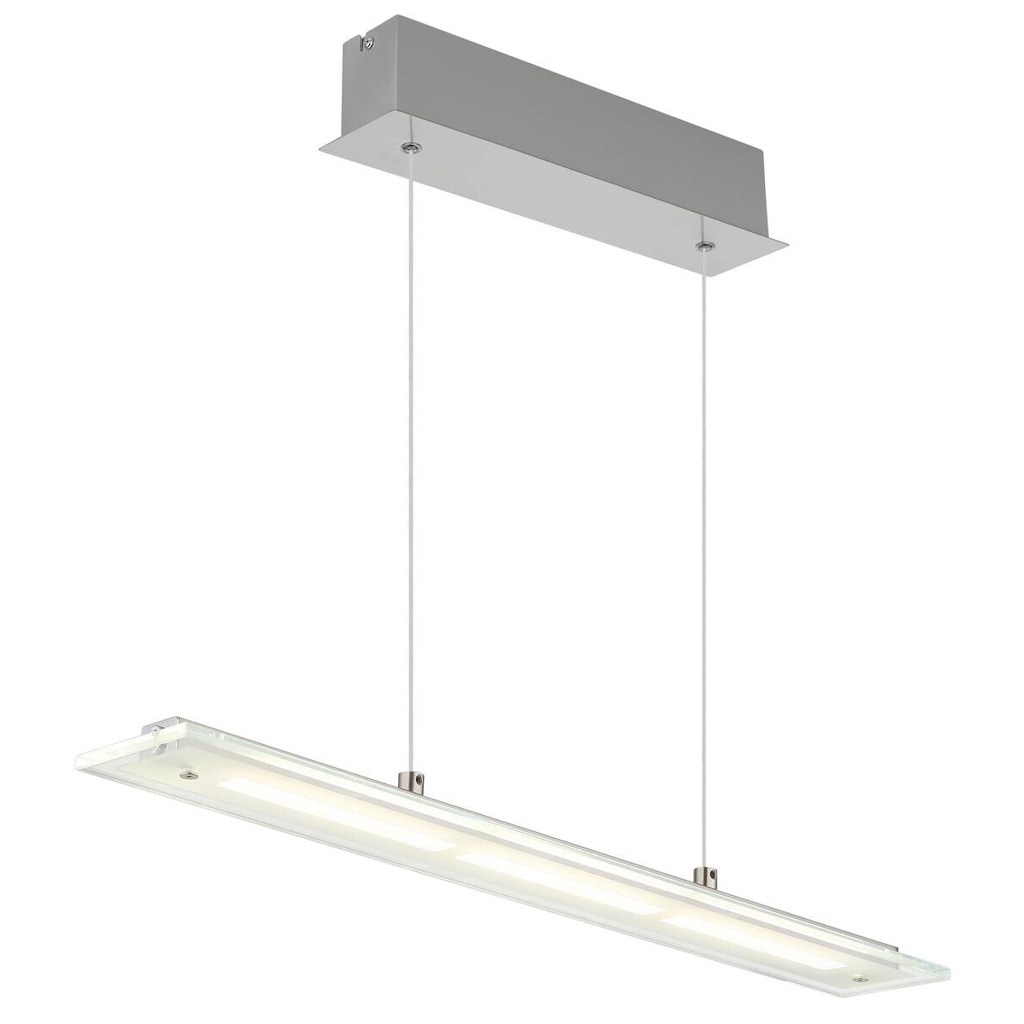 GLOBO Pendelleuchte nickel matt klar Metall Glas B/H/L: ca. 9x150x64 cm 1 Brennstellen