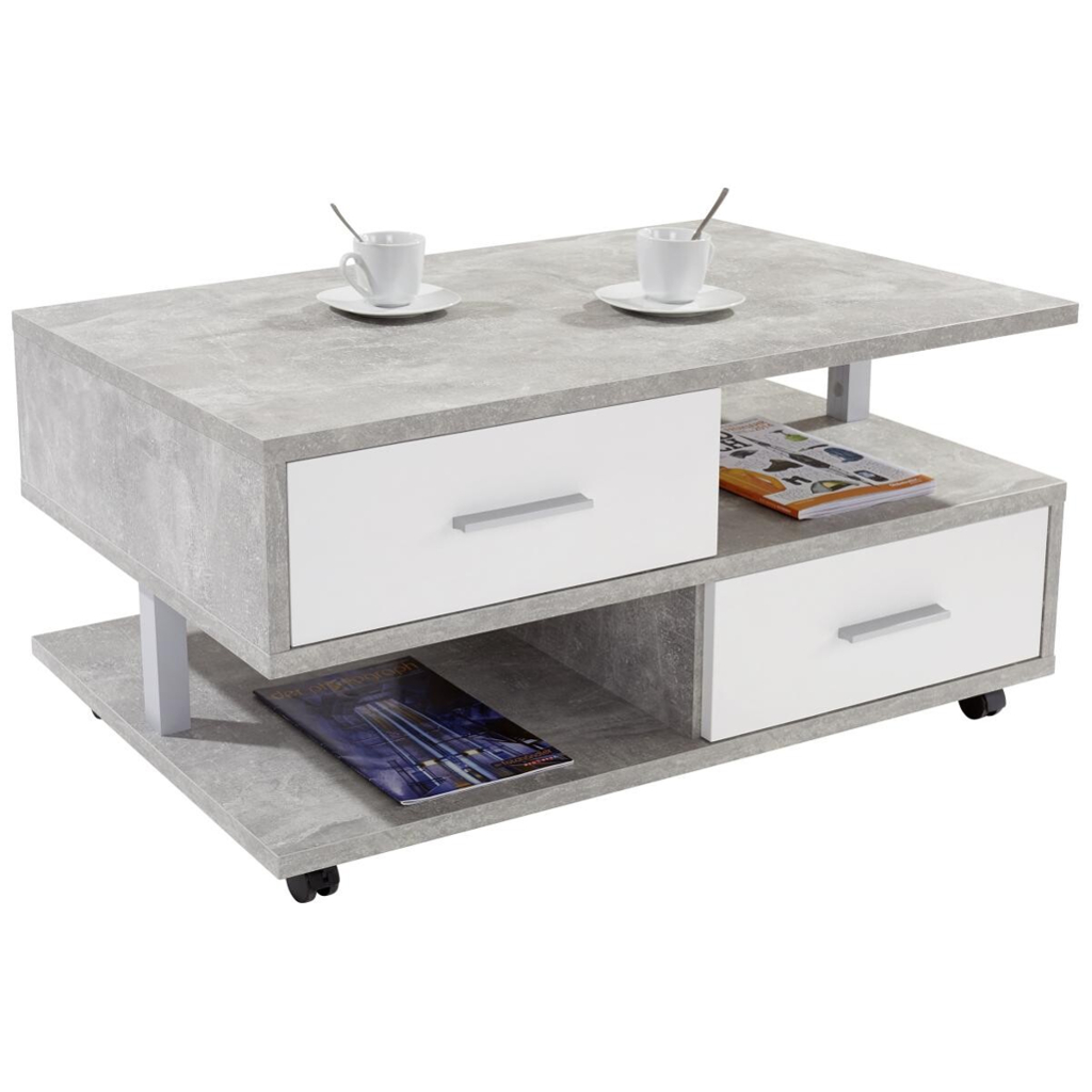 Couchtisch Quattro Beton Optik weiß Nachbildung B/H/T: ca. 105x45x60 cm
