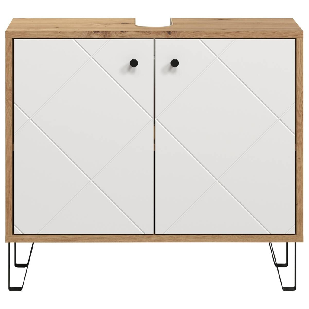 Waschbeckenunterschrank Touch Eiche Artisan Nachbildung weiß matt B/H/T: ca. 69x61x32 cm