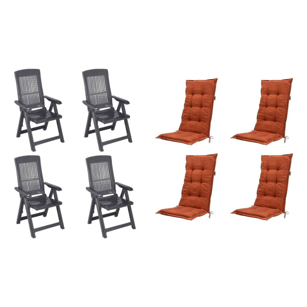 PROGARDEN,MADISON Klappsessel Set + Auflagen Tampa terra Kunststoff B/H/L: ca. 61x109x60 cm