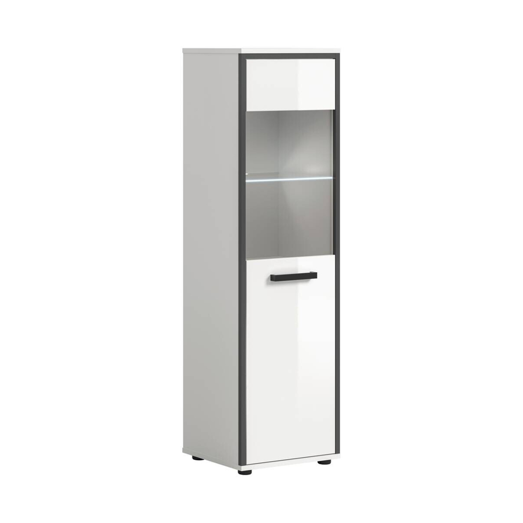 Midischrank KOJAK weiß Hochglanz anthrazit grau B/H/T: ca. 40x139x34 cm