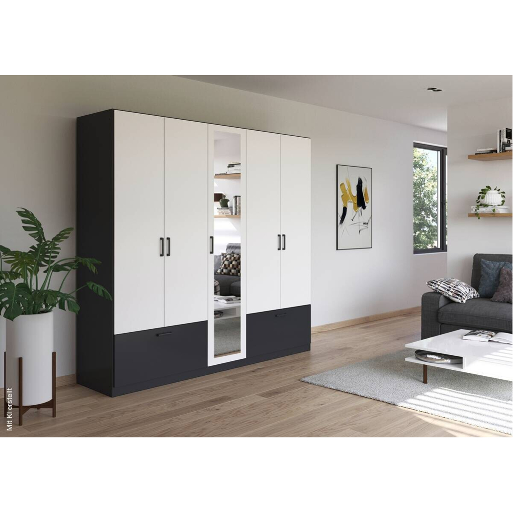 Kleiderschrank Jubi Alpinweiß grau B/H/T: ca. 226x210x54 cm