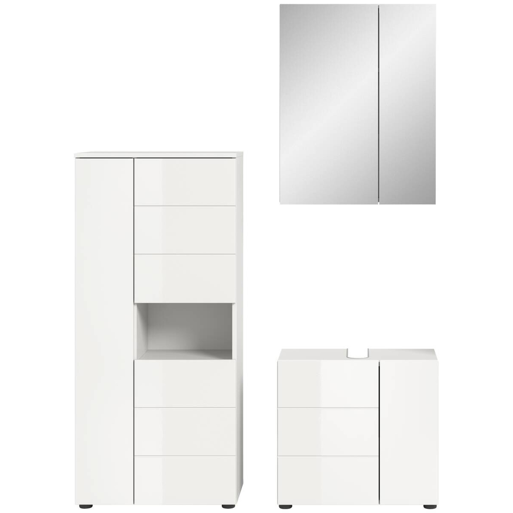 Badezimmer-Set VIRA weiß weiß Hochglanz B/H/T: ca. 135x190x34 cm