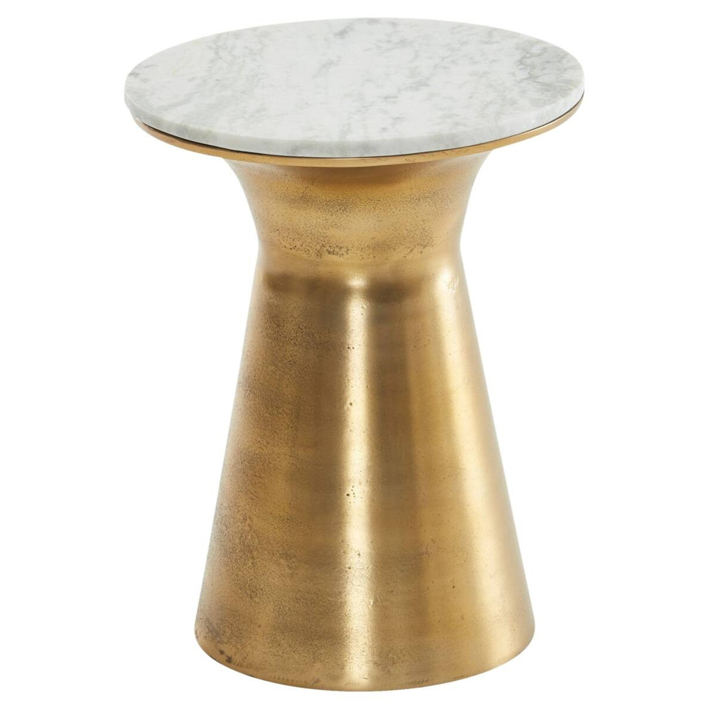 Beistelltisch gold lackiert Optik weiß Marmor Optik Aluminium Marmor B/H/T/S/D: ca. 35x45x35x1,5x35 cm