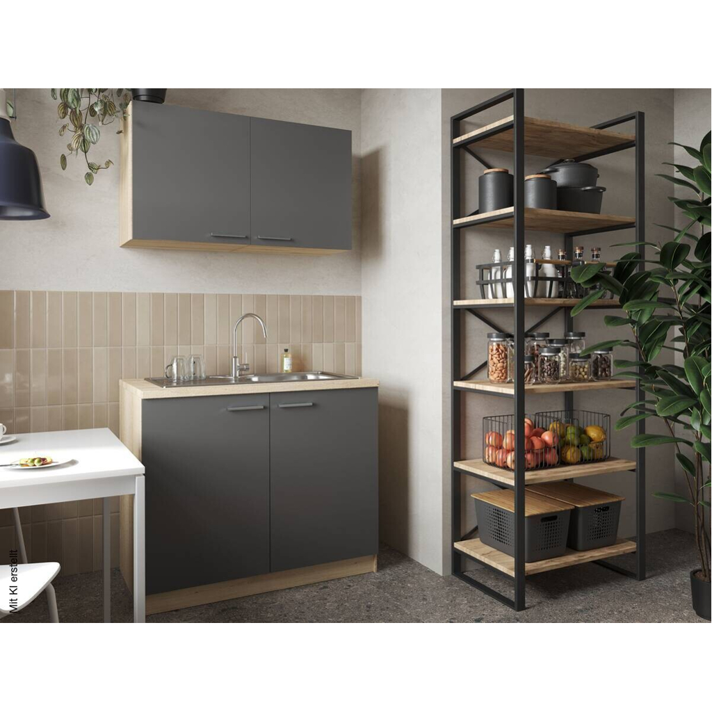 Anbauküchen-Set Merle grau B/H/T: ca. 100x200x60 cm