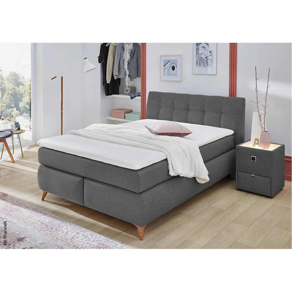 Boxspringbett dunkelgrau Feinstruktur Liegefläche B/L: ca. 140x200 cm