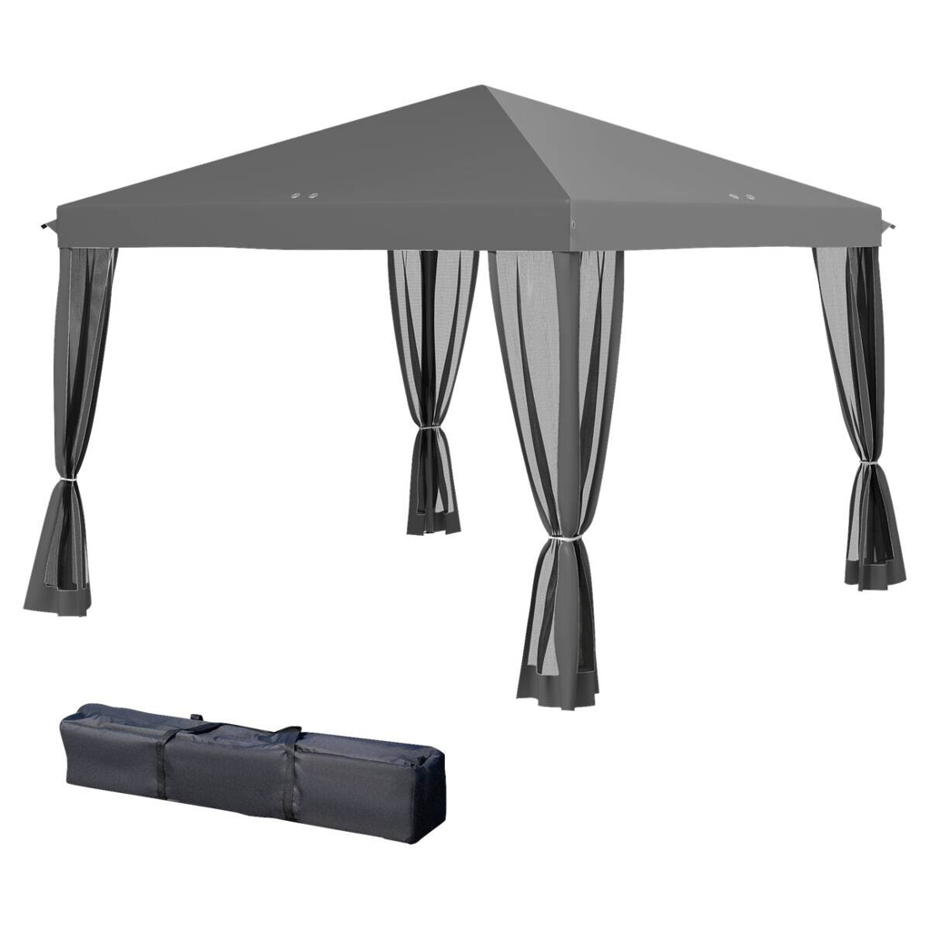 Outsunny Pavillon schwarz Metall B/H/L: ca. 295x260x295 cm
