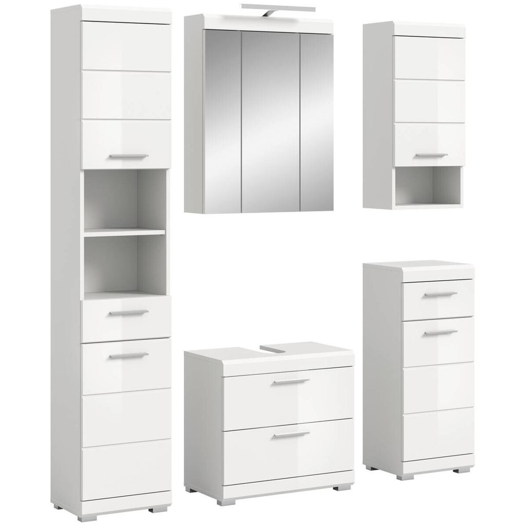Badezimmer-Set Scout weiß weiß Hochglanz B/H/T: ca. 164x191x37 cm