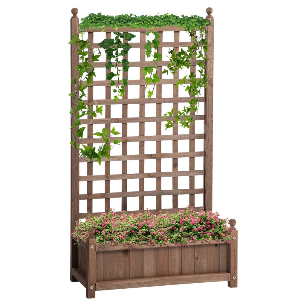 Outsunny Pflanzkasten braun Holz B/H/L: ca. 28x120x64 cm