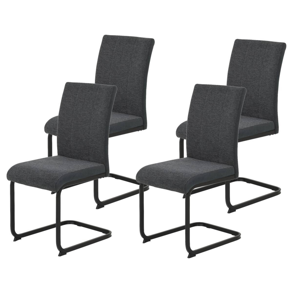Stuhl 4er Set LINN anthrazit schwarz Webstoff Metall B/H/T: ca. 43x92x52 cm