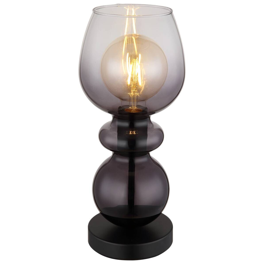 GLOBO Tischleuchte CLARITY 15174T schwarz Rauch Metall H/D: ca. 34,4x15 cm E27 1 Brennstellen