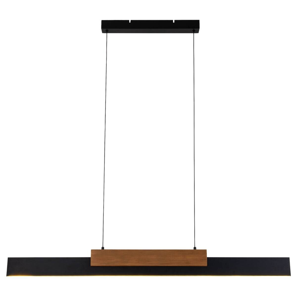 Näve Leuchten LED-Pendelleuchte braun Holz Metall B/H/T: ca. 120,5x150x6 cm