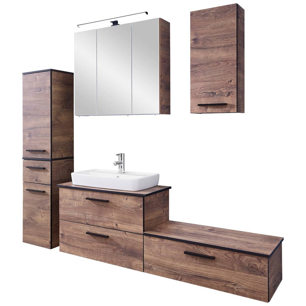Badezimmer-Set Quickset 374 Eiche Ribeck Nachbildung B/H/T: ca. 142x200x44,5 cm