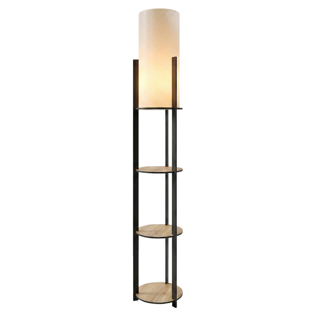 Opviq Stehleuchte Eiche PVC MDF B/H/T/L/D: ca. 17x135x17x17x17 cm E27 1 Brennstellen
