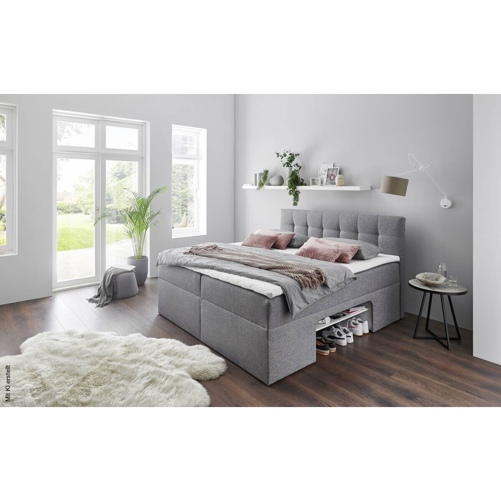 Boxbett Shelfie I hellgrau Liegefläche B/L: ca. 180x200 cm